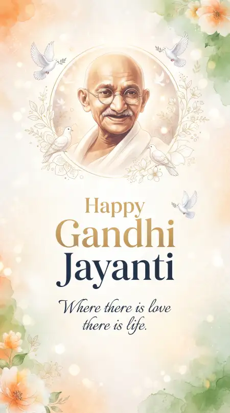 gandhi jayanti wishes with gandhi ji image 2026 - Gandhi Jayanti Wishes 2026 Vector