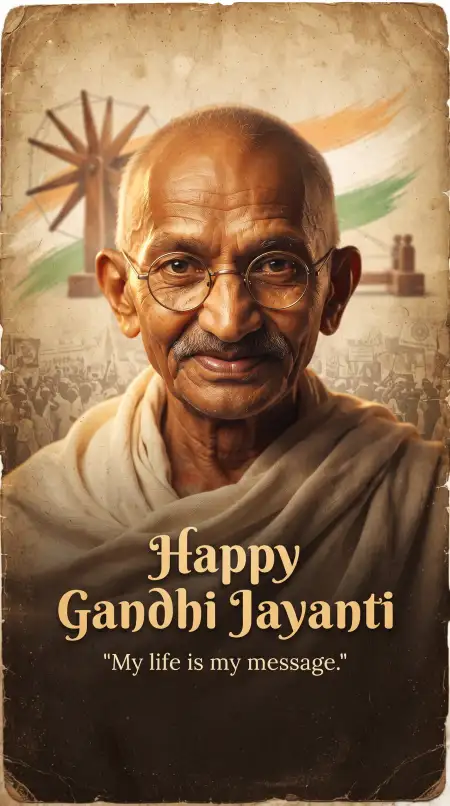 gandhi jayanti wishes with gandhi ji photo and quote 2026 - Gandhi Jayanti Wishes 2026 Vector