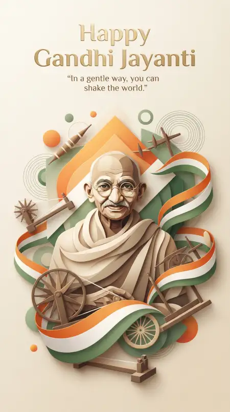 gandhi jayanti wishes with gandhi ji portrait 2026 - Gandhi Jayanti Wishes 2026 Vector