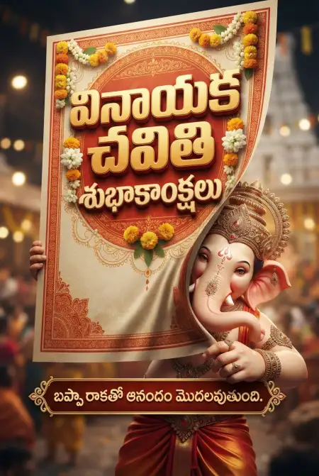 Ganesh Chaturthi Greeting Card In Telugu