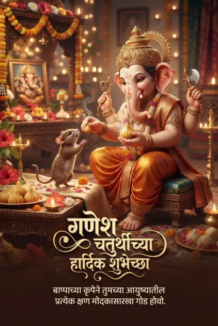 Ganesh Chaturthi Marathi Wishes Social Media Post
