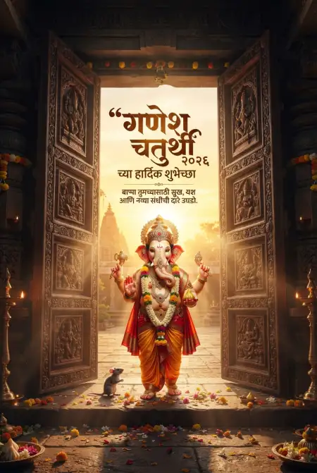 Ganesh Chaturthi Poster In Marathi