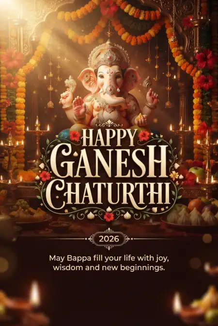 Ganesh Chaturthi Wishes With Ganpati Image 2026