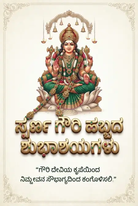 gauri habba greeting card in kannada 2026 - Happy Gauri Habba Wishes 2026