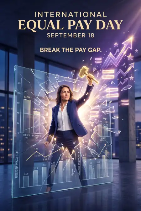 gender pay gap awareness poster 2026 - International Equal Pay Day 2026