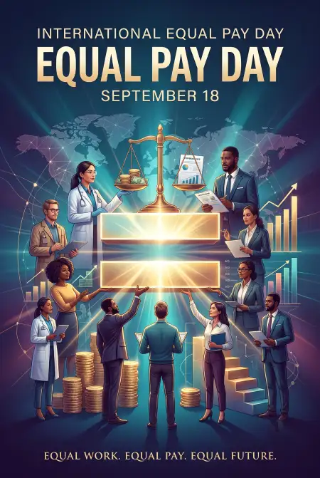 gender pay gap women empowerment poster - International Equal Pay Day 2026