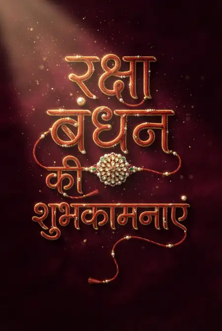 Free Ghibli Style Raksha Bandhan Hindi Typography With Magical Rakhi Design Image Download