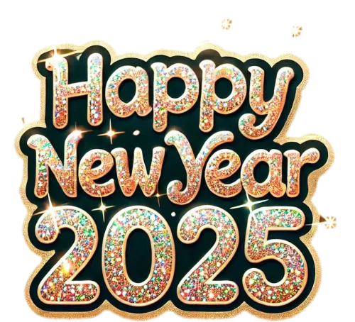 glittery happy new year 2025 text png for instagram posts