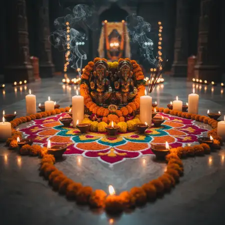 Free Glowing Diwali Background With Candles And Diyas Background Download