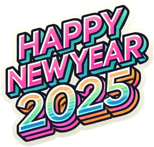 glowing happy new year 2025 text png designs