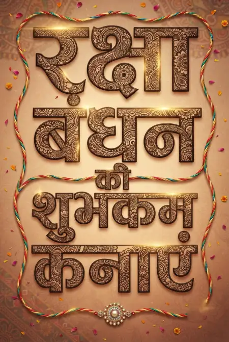 Free Gold Jewelry Style Raksha Bandhan Hindi Typography Creative Poster Image Download