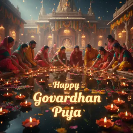 Golden-hour Photo Of Krishna Idol In Outdoor Celebration - Free Happy Govardhan Puja 2025 Download