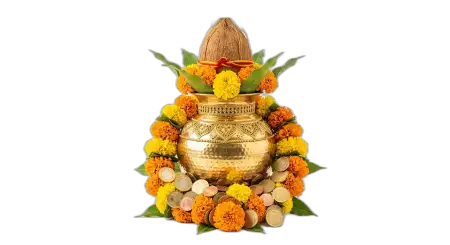 Golden Puja Kalash With Gold Coins Png - Free Golden Puja Kalash With Gold Coins Png Download