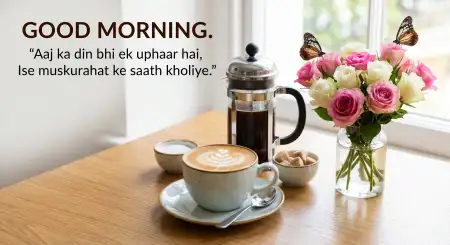 Free Good Morning Coffee And Flowers With Quotes Background Image Download