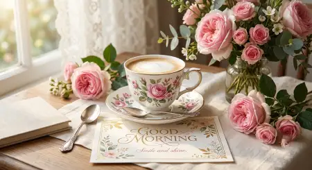 Good Morning Coffee With Roses - Free Good Morning Coffee Download