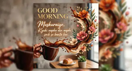 Free Good Morning Flowers And Coffee Creative Artwork Background Image Download