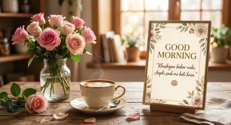 Free Good Morning Flowers And Coffee Desktop Wallpaper Background Image Download