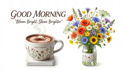 Free Good Morning Flowers And Coffee Farmhouse Style Background Image Download