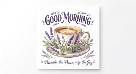 Free Good Morning Flowers And Coffee Greeting Card Design Background Image Download