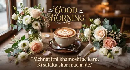 Free Good Morning Flowers And Coffee Greetings Background Image Download