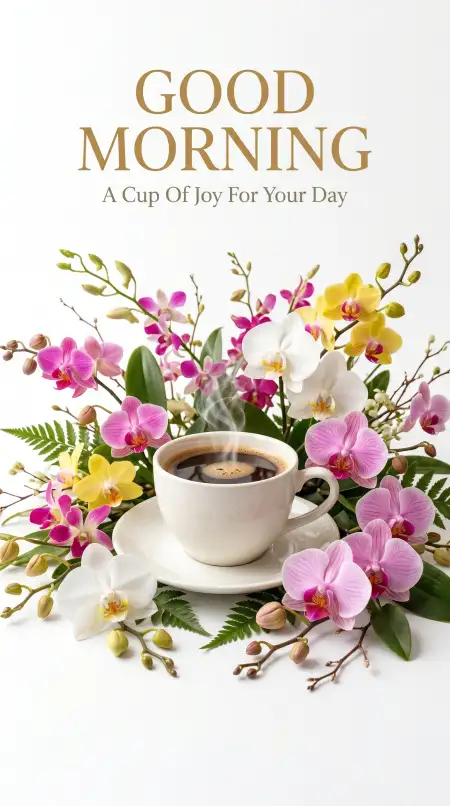 Free Good Morning Flowers And Coffee Inspirational Wallpaper Background Image Download