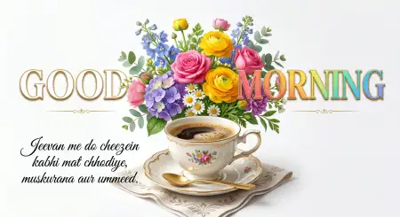 Free Good Morning Flowers And Coffee Modern Design Image Background Image Download