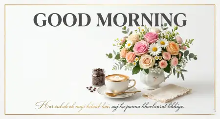 Good Morning Flowers And Coffee Premium Background - Free Background Download