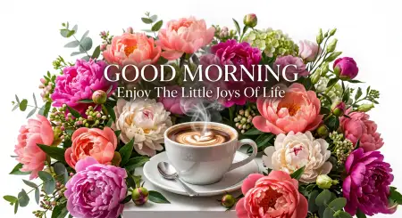 Free Good Morning Flowers And Coffee Saturday Greetings Background Image Download
