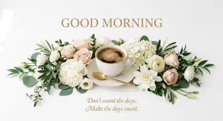 Free Good Morning Flowers And Coffee Thursday Motivation Background Image Download