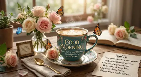Free Good Morning Flowers And Coffee With Butterflies Background Image Download