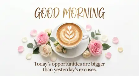 good morning flowers and coffee with success quote