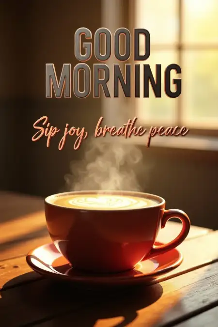 Good Morning Wishes With Rain And Coffee - Free Wishes Download