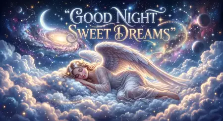 Free Good Night Sweet Dreams With Angel Quotes Image Download
