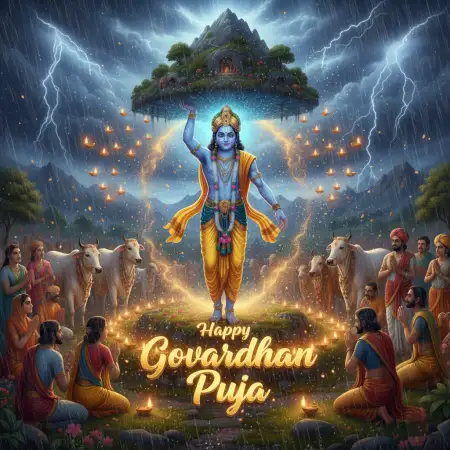 Govardhan Puja Hd Wallpapers With Radha Krishna Blessings - Free Happy Govardhan Puja Download
