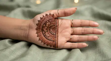 half hand stylish karwa chauth mehndi design