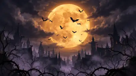 halloween 2026 full moon night background - Halloween 2026