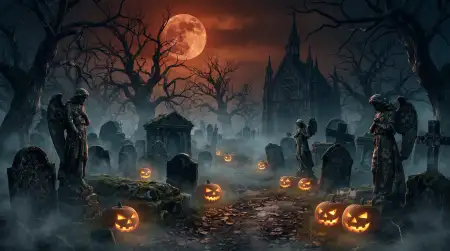 halloween 2026 scary graveyard background - Halloween 2026
