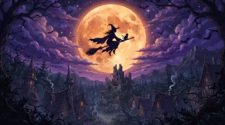 halloween 2026 witch flying background hd - Halloween 2026