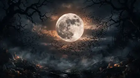 halloween background with full moon and bats 2026 - Halloween Background 2026