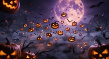 halloween background with pumpkins and bats 2026 - Halloween Background 2026