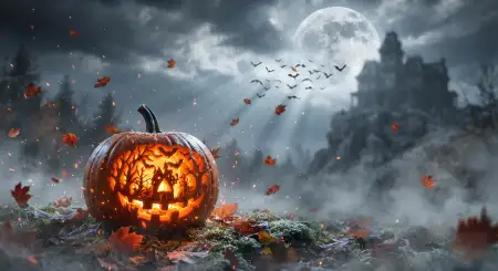 halloween pumpkin and ghost background 2026 - Halloween Background 2026