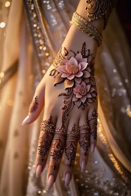 Hand Mehndi Design For Newly Married Girl - Free Hand Mehndi Design Download