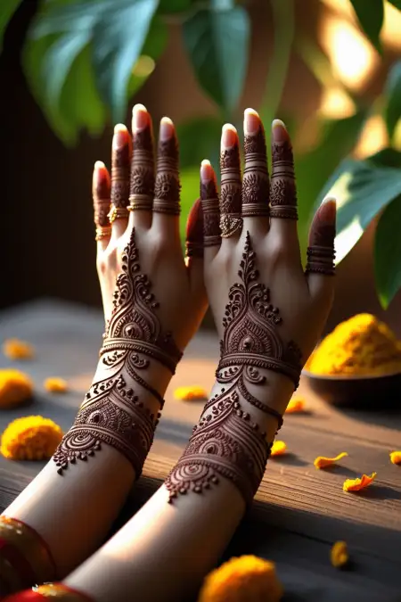 Hand Mehndi Sticker Designs For Teej - Free Hariyali Teej Mehndi Design Download