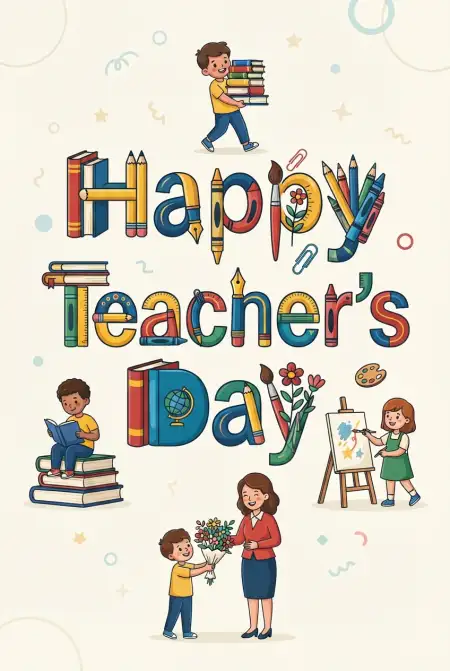 Handmade Style Teachers Day Cards - Free Card Download