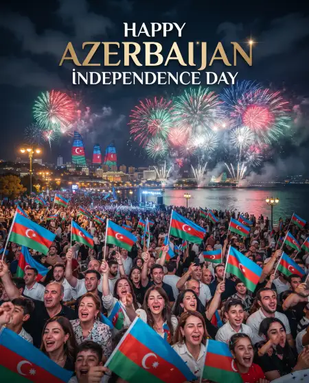 happy azerbaijan independence day 2026 celebration poster - Azerbaijan Independence Day 2026