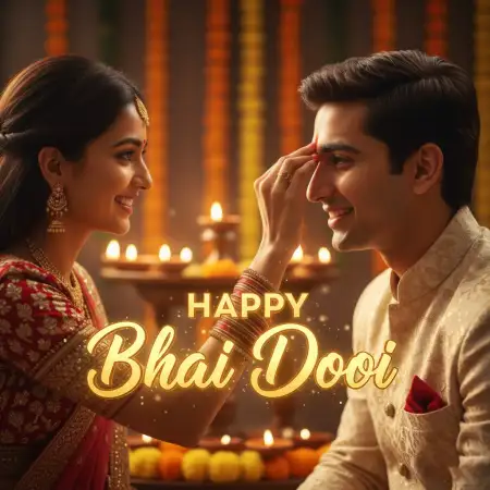 Happy Bhai Dooj 2025 Wishes With Diya Light - Free Happy Bhai Dooj 2025 Download