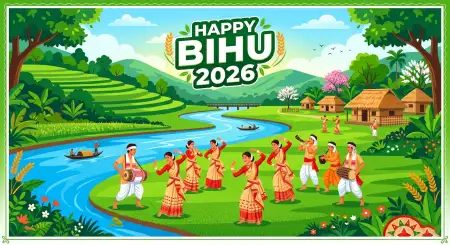Happy Bihu 2026 Wishes Banner Design - Free Happy Bihu 2026 Wishes Download