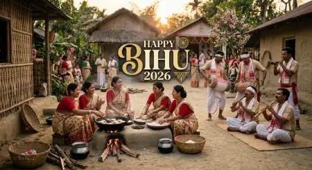 Happy Bihu 2026 Wishes Facebook Post Images - Free Happy Bihu 2026 Wishes Download