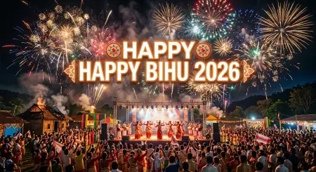 Happy Bihu 2026 Wishes Festival Elements Png - Free Happy Bihu 2026 Wishes Download