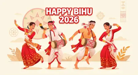 Happy Bihu 2026 Wishes Modern Graphic Design - Free Happy Bihu 2026 Wishes Download